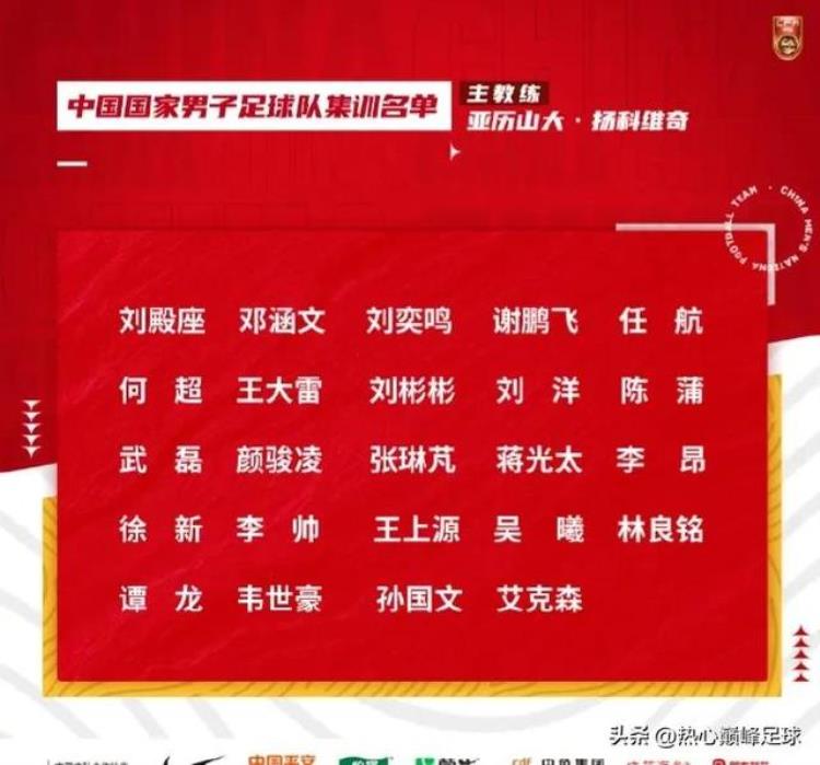 国足大名单24大名单「国足最新24大名单全是老将媒体人中国足球没人了吗」